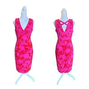 Damsel In A Dress Pink Zennor Floral Fitted Ponte Dress Womens Size 12